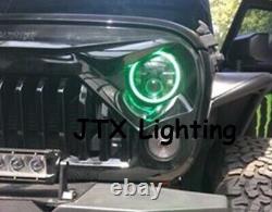 7 LED Headlights GREEN Halo suits Toyota Landcruiser 40 45 60 75 78 79 series