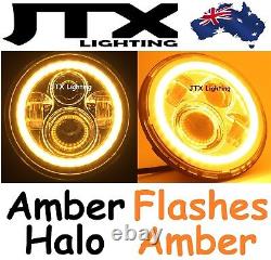 JTX AMBER Halo 7 Headlights to suit Toyota Landcruiser 40 45 47 55 60 series