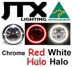 RED White Chr Halo 7 Headlights suits Toyota Landcruiser 40 43 45 47 60 series